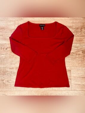 NWOT Adrienne Vittadini Red Square Neck Top Size XS